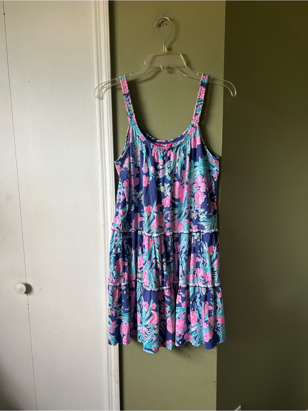 Lilly Pulitzer Navy Dress with Pink & Teal Floral Pattern Sz S